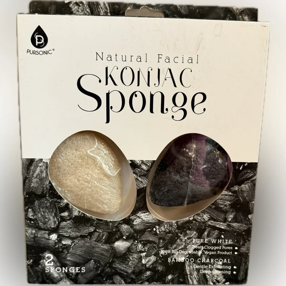 🏷️‼️5/$25🏷️‼️🖤PURSONIC🖤Natural Facial Konjac Sponge Duo Set/NIB